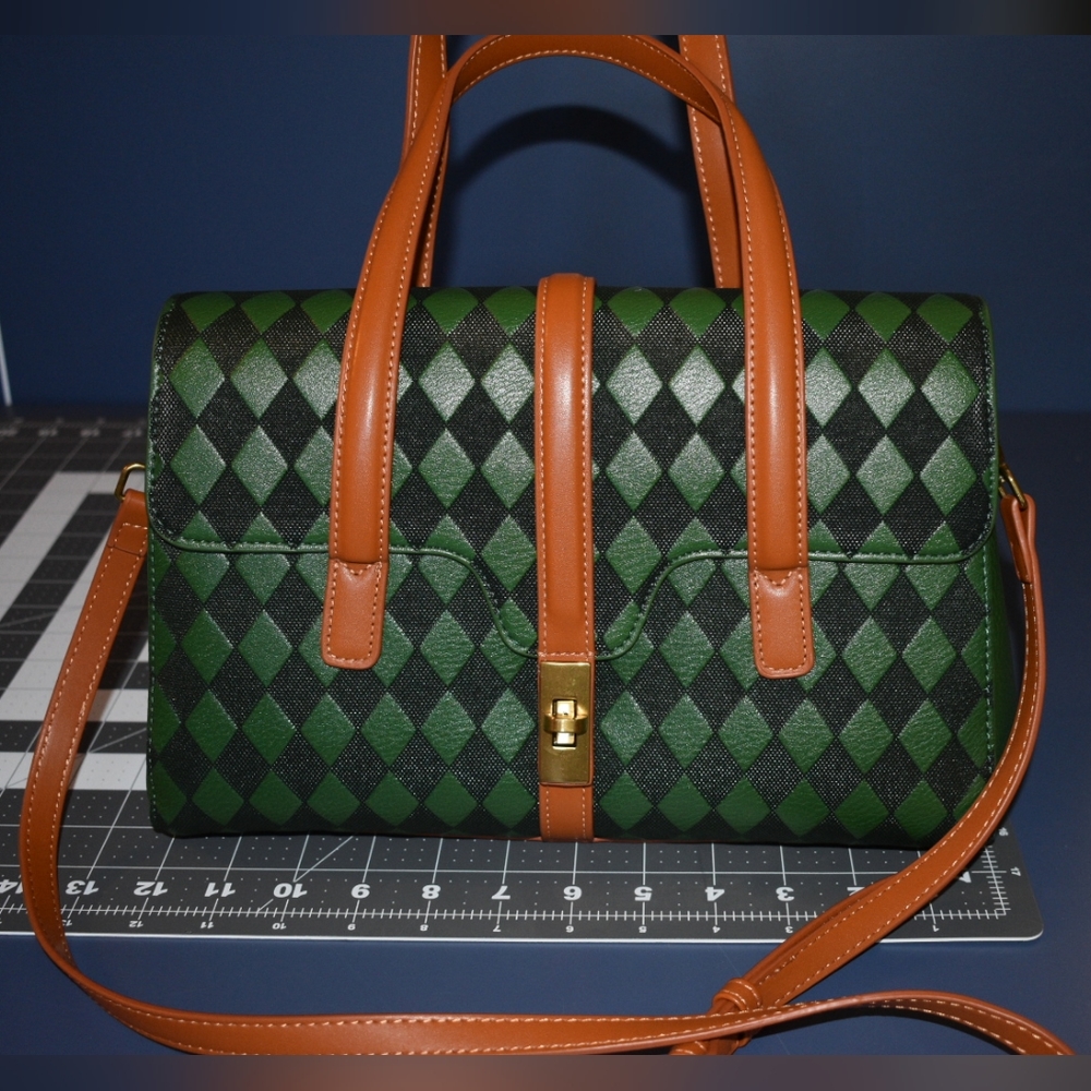 Green Argyle Handbag